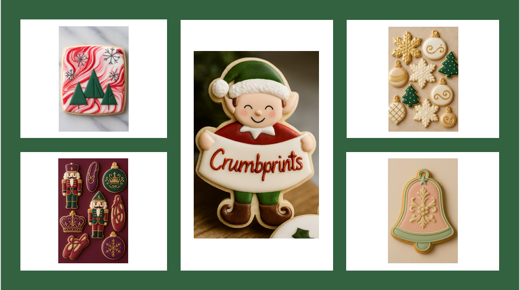 This image showcases the top five holiday cookie trends of 2025